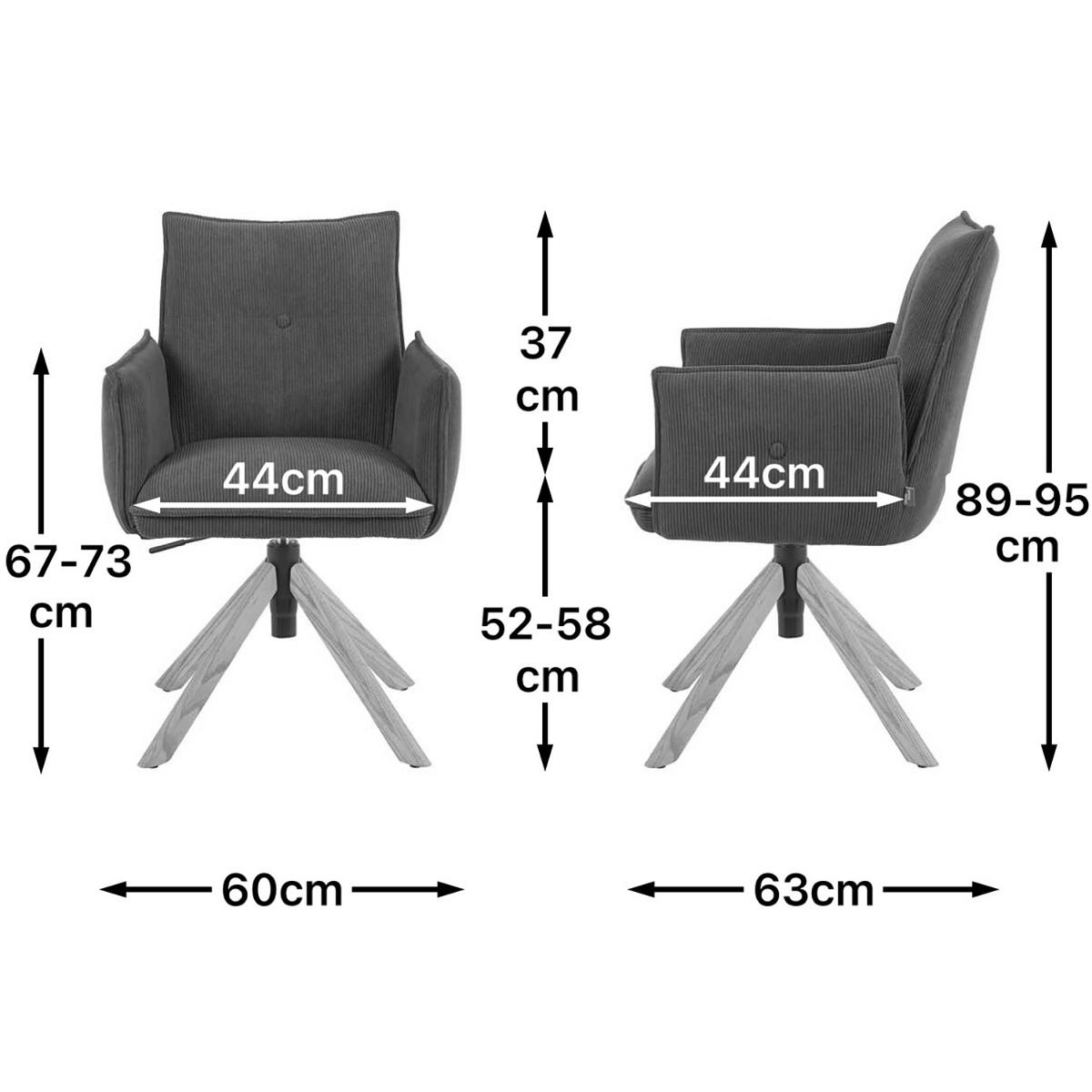 BÜROSTUHL Mika-Leya - Honigeiche/Anthrazit, Eichenholz/Holz (60/89/63cm) - DUBI Möbel