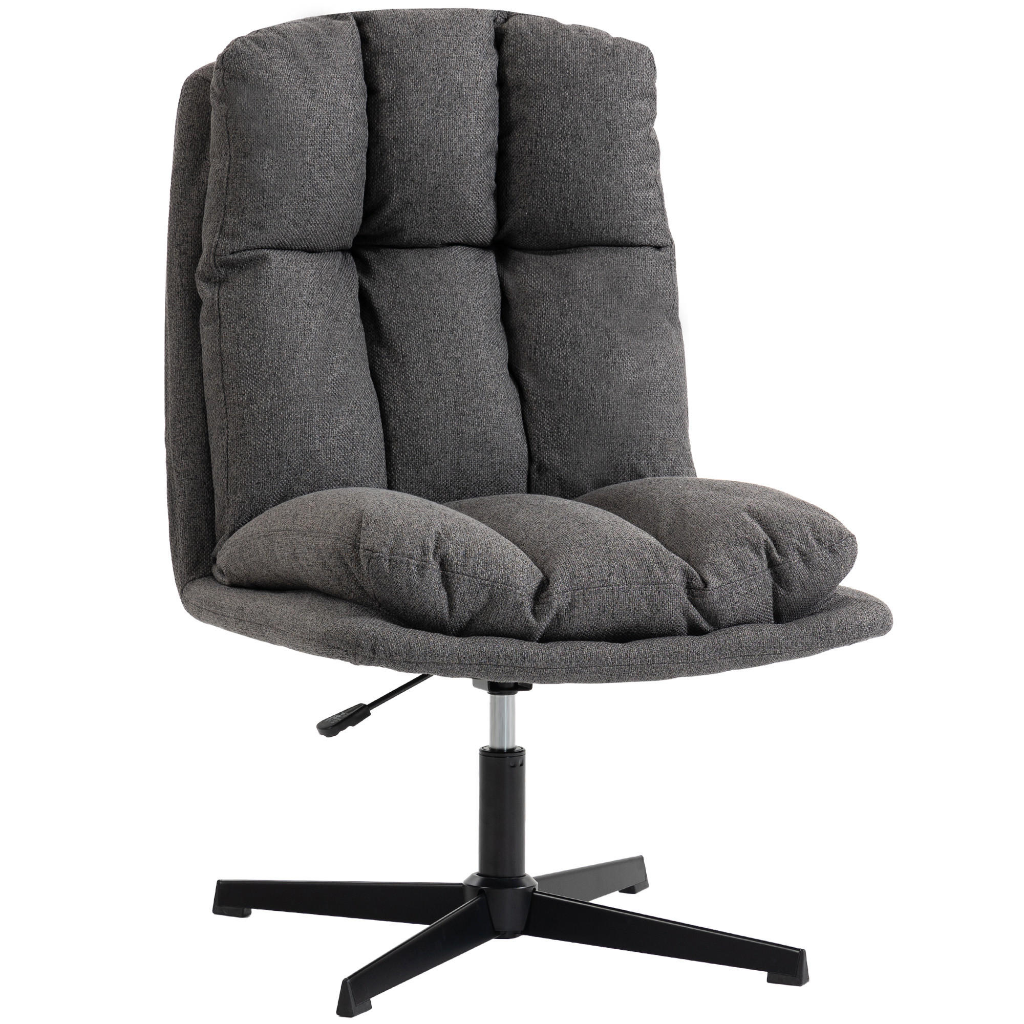 DREHBARER AKZENTSTUHL DE-06924 breiter Sitz in Leinenoptik Dunkelgrau - Dunkelgrau, Textil/Metall (63/102/75cm) - ComfortXL
