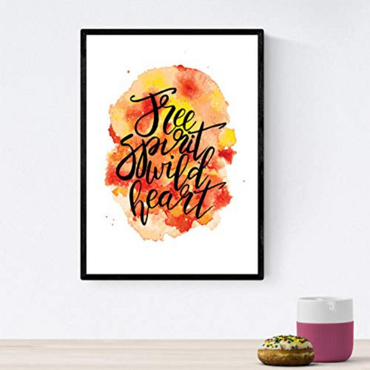 POSTER Set mit 4 Nachrichten glücklich und bunt ‚Twinkle‘ A3 Schwarzer Rahmen - Schwarz, Papier (29.7/3cm) - Nacnic