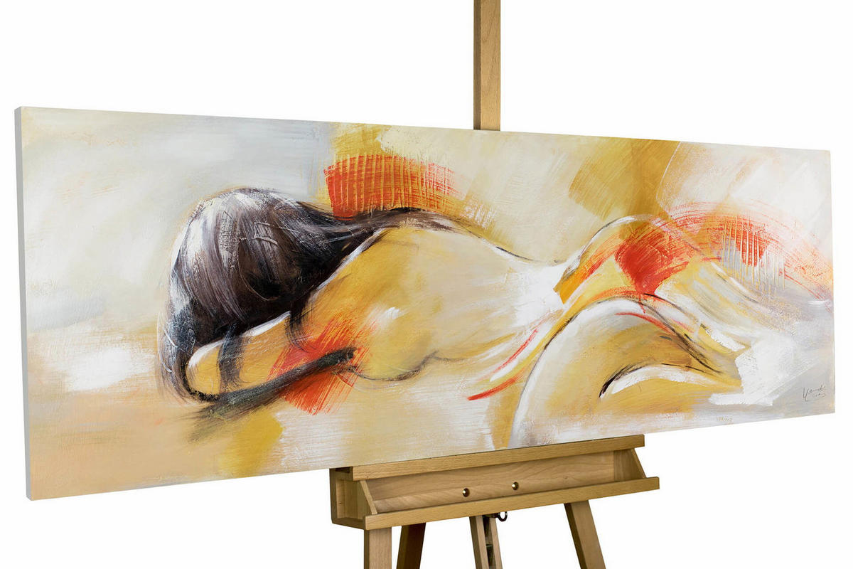 ÖLGEMÄLDE 150/50 cm - Gelb/Orange, Holz/Textil (150/50cm) - KUNSTLOFT