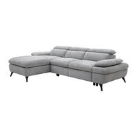 ECKSOFA mit Schlaffunktion mit Bettkasten - Ecke links - Strukturstoff - Grau - MORAVA - Grau, Textil (284/176cm) - Vente-Unique
