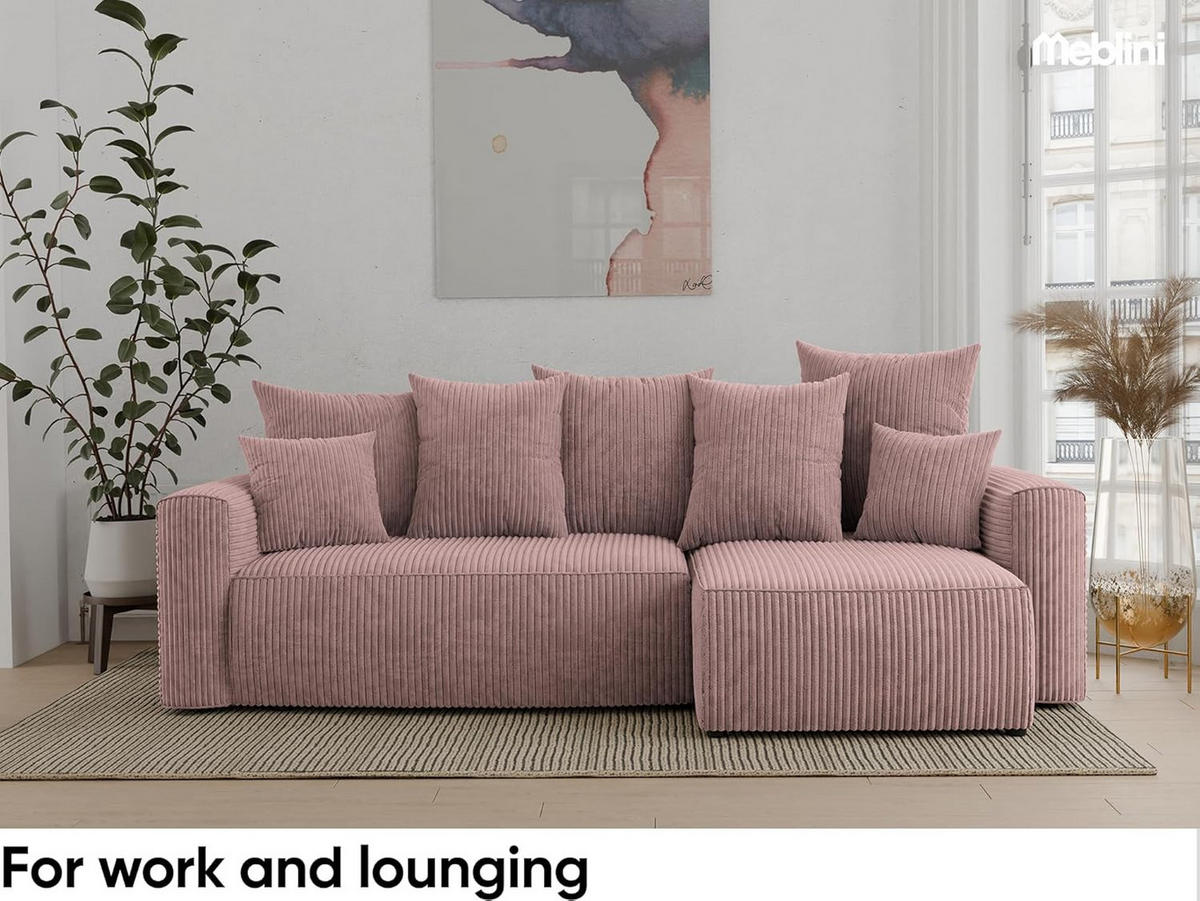 ECKSOFA SOLARIS L - Blau/Pink, Holzwerkstoff (238/142cm) - Meblini