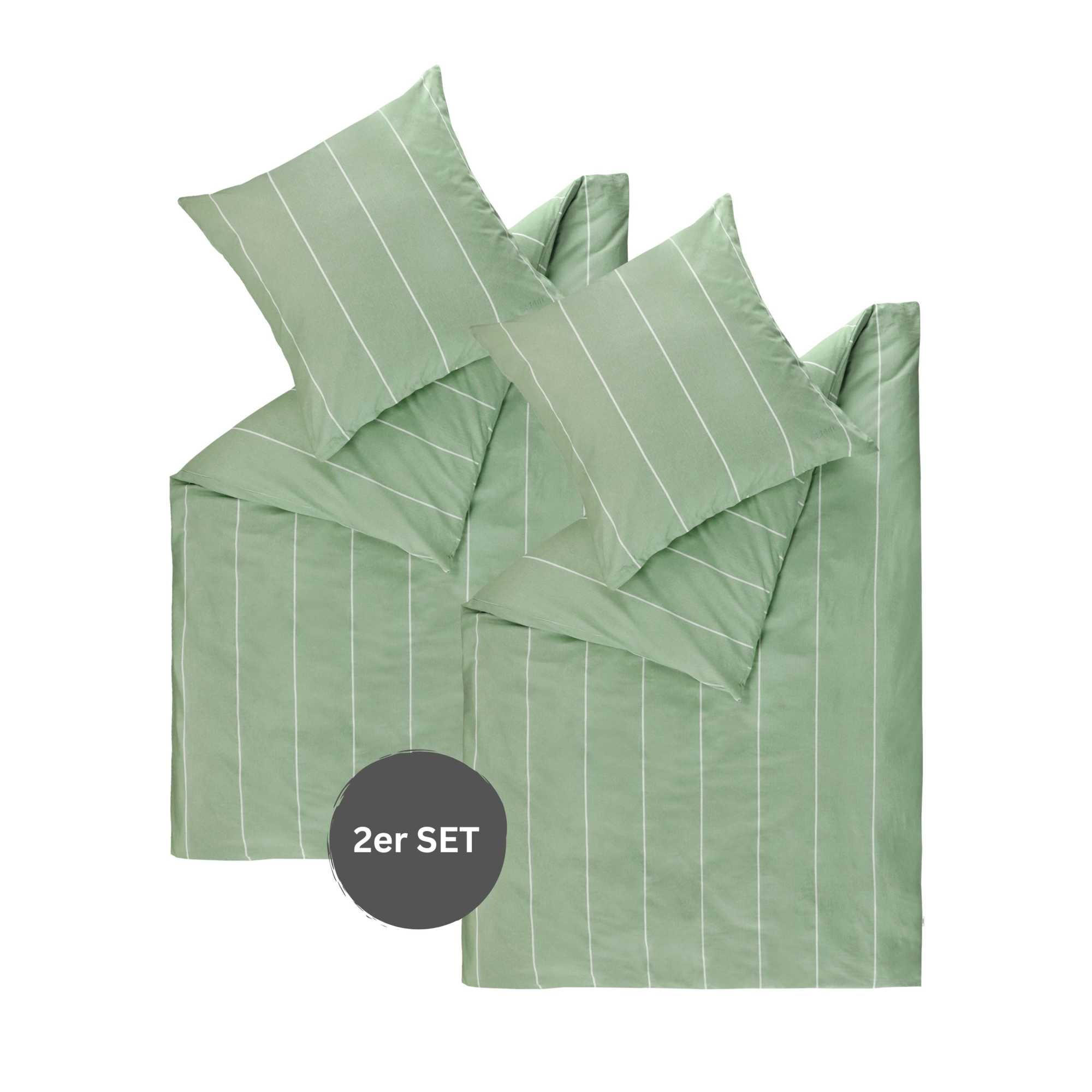 RENFORCE BETTWÄSCHE HARPLINES 2er Set - Grün, Textil (135/200cm) - Esprit
