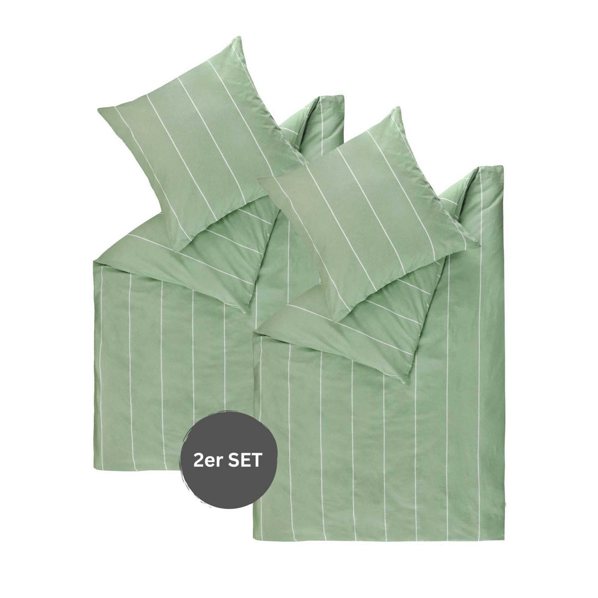 RENFORCE BETTWÄSCHE HARPLINES 2er Set - Grün, Textil (135/200cm) - Esprit