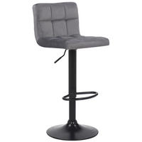 BARHOCKER Fani, Gestell schwarz, Samt Grau - Schwarz/Grau, Textil/Metall (40/85/40cm) - TPFLiving