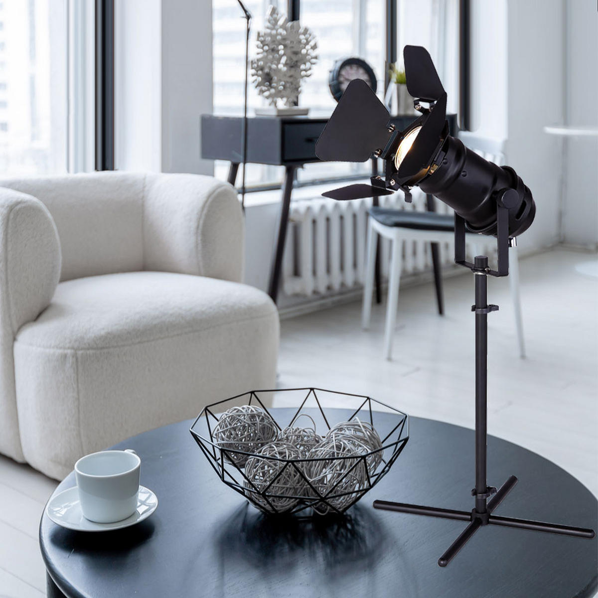 LED TISCHLEUCHTE Kunststoff Weiß - Weiß, Metall (27.5/24/48.5cm) - Globo Lighting