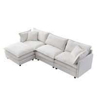 ECKSOFA aus Chenille 267x78x85 cm in Beige mit Hocker - Beige, Textil (78/85/267cm) - Modfu