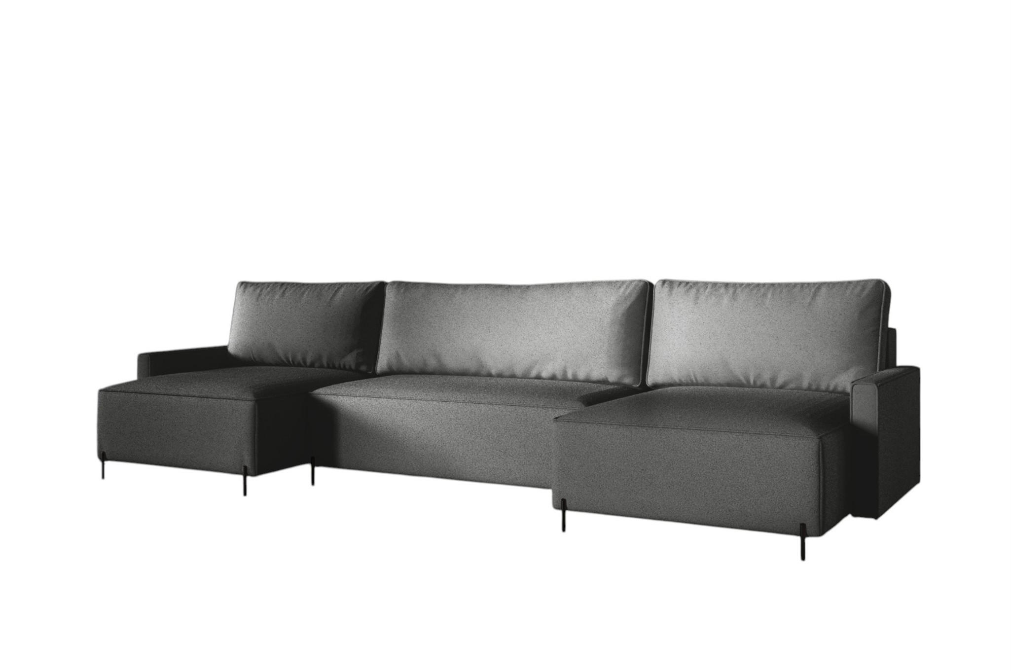 WOHNLANDSCHAFT Braga - Dunkelgrau, Holzwerkstoff/Textil (372/80/153cm) - Fun Möbel