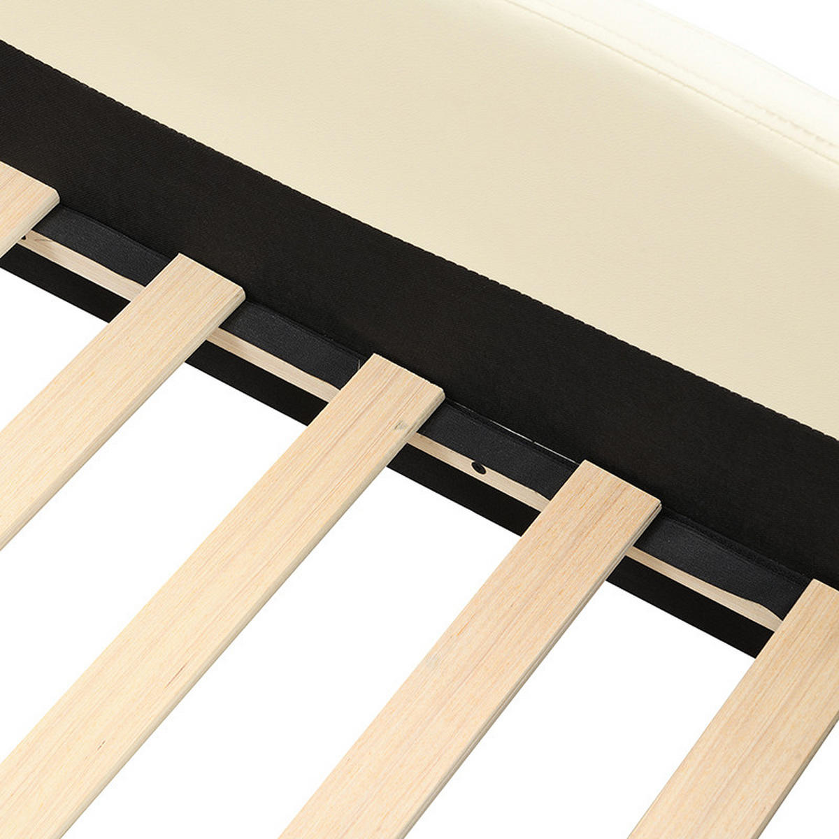 KINDERBETT aus PU 140x200 cm in Beige mit Rutsche & Leiter - Beige, Kunststoff (140/200cm) - Modfu