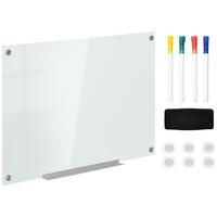 MAGNETTAFEL mit 4 Stifte, 6 Magnete, 1 Schwamm,1 Ablage, abwischbar, 90 x 60 cm - Weiß, Kunststoff (60/2.8/90cm) - Vinsetto