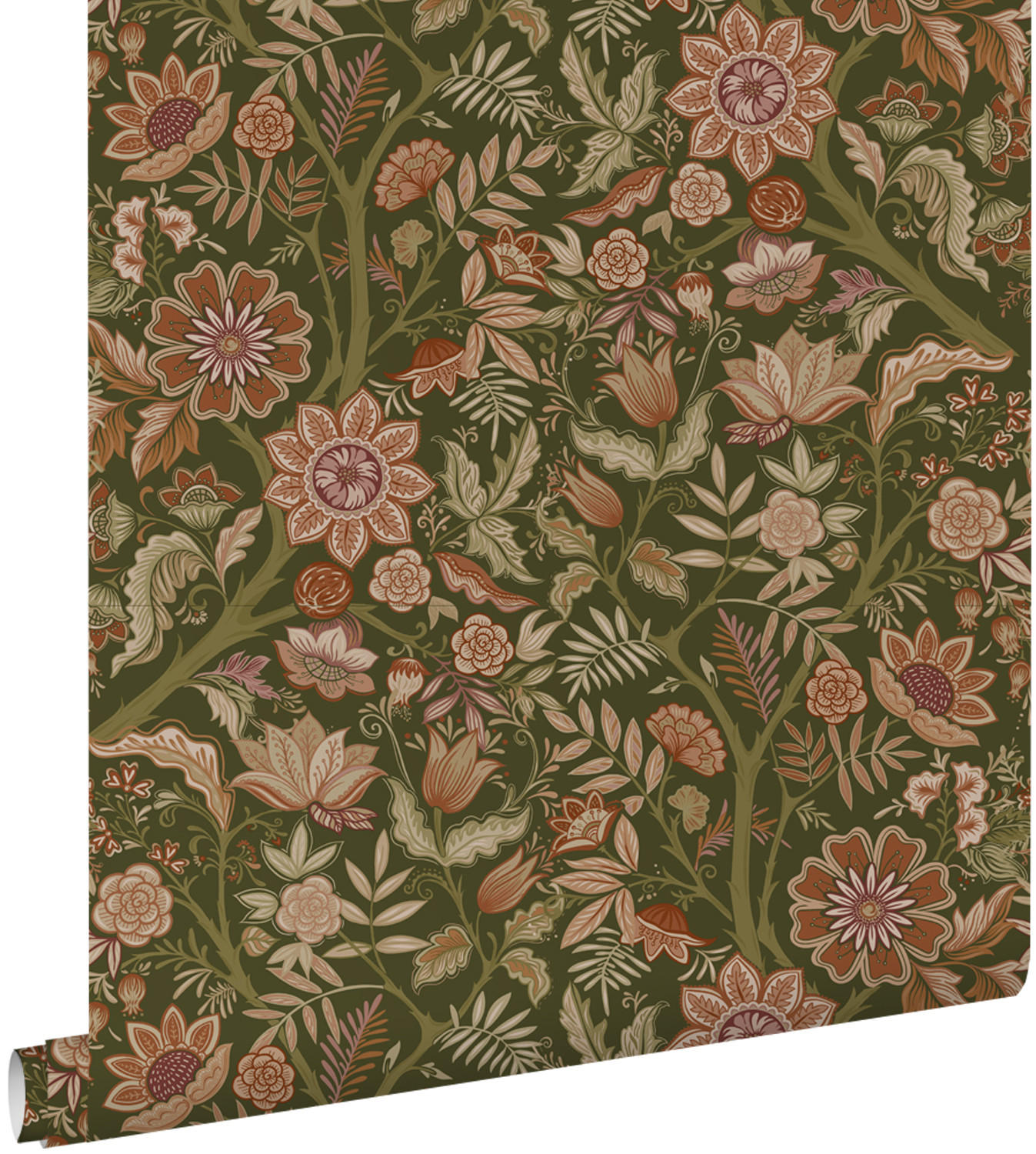 TAPETE Blumenmuster 53 cm x 10.05 m - Grün, Papier (53/1000cm) - ESTAhome
