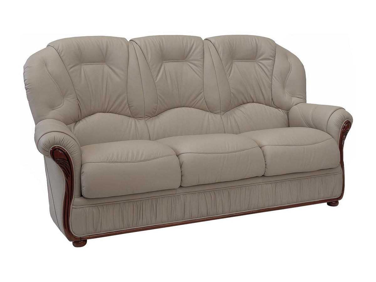 SOFAGARNITUR ohne Schlaffunktion - 4 -Sitzer - Rundumbezug 100% Leder - taupe - DAPHNE - Braun, Leder (183/97/91cm) - Vente-Unique