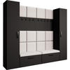 GARDEROBE Margaret XL 242/203/43 mit gepolsterten Paneelen und Schuhschrank - Beige/Schwarz, Holzwerkstoff/Kunststoff (242/203/43cm) - Beautysofa