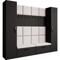 GARDEROBE Margaret XL 242/203/43 mit gepolsterten Paneelen und Schuhschrank - Beige/Schwarz, Holzwerkstoff/Kunststoff (242/203/43cm) - Beautysofa