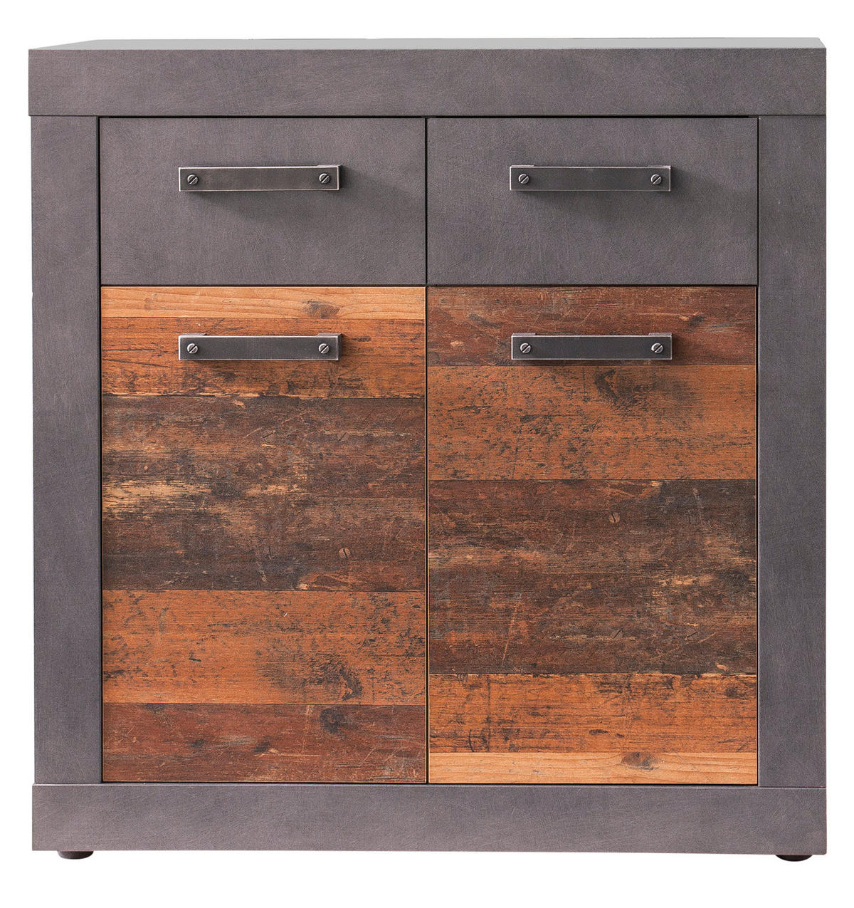 KOMMODE Used Wood Altholz Design mit Grau 82 cm, Anrichte 2-türig - Silberfarben/Schwarz, Holzwerkstoff/Kunststoff (82/86/37cm) - Top.Furn