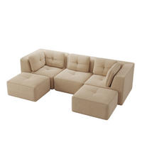 ECKSOFA 297/177/69 cm beige aus Cord mit modularem Aufbau und tiefer Sitzfläche - Beige, Textil (177/297cm) - OKWISH