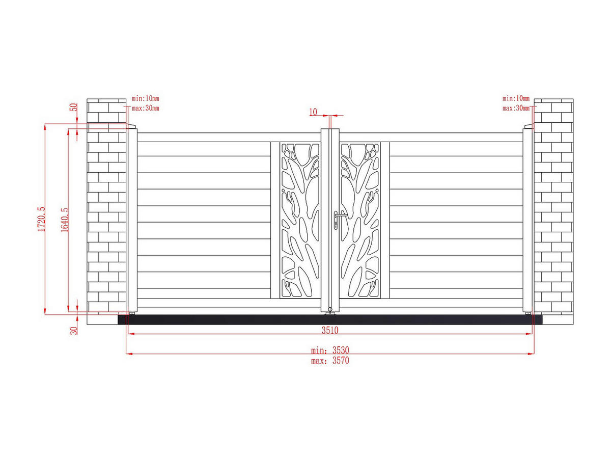 FLÜGELTOR - 351cm x 4.5cm - Aluminium - anthrazitgrau - LABRIT II - Anthrazit, Metall (351/164.05cm) - Vente-Unique