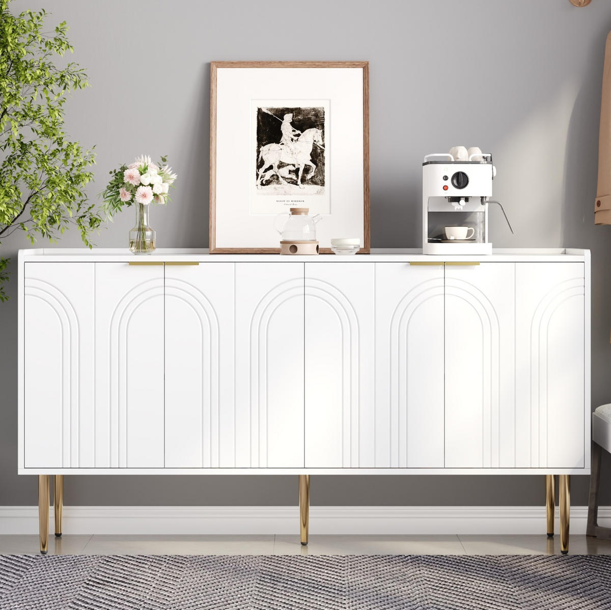 KOMMODE 140/75/38 cm Weiß aus MDF mit verstellbaren Einlegeböden - Weiß, Holzwerkstoff (38/75/140cm) - OKMYHOME