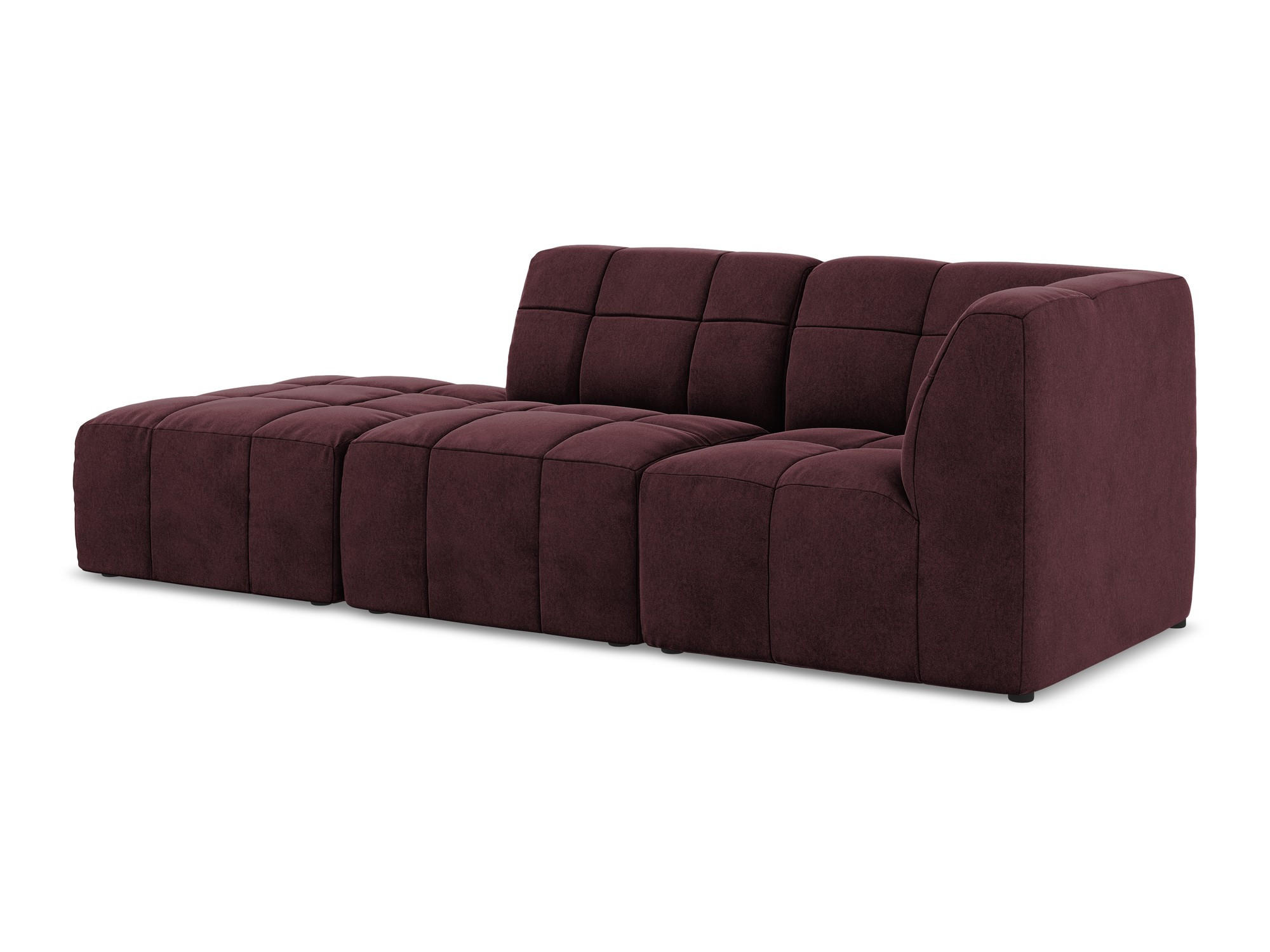 ECKSOFA Links Samt Stoff Rot - Weinrot/Schwarz, Holzwerkstoff/Kunststoff (240/90cm) - Makamii
