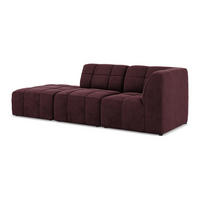 ECKSOFA Links Samt Stoff Rot - Weinrot/Schwarz, Holzwerkstoff/Kunststoff (240/90cm) - Makamii