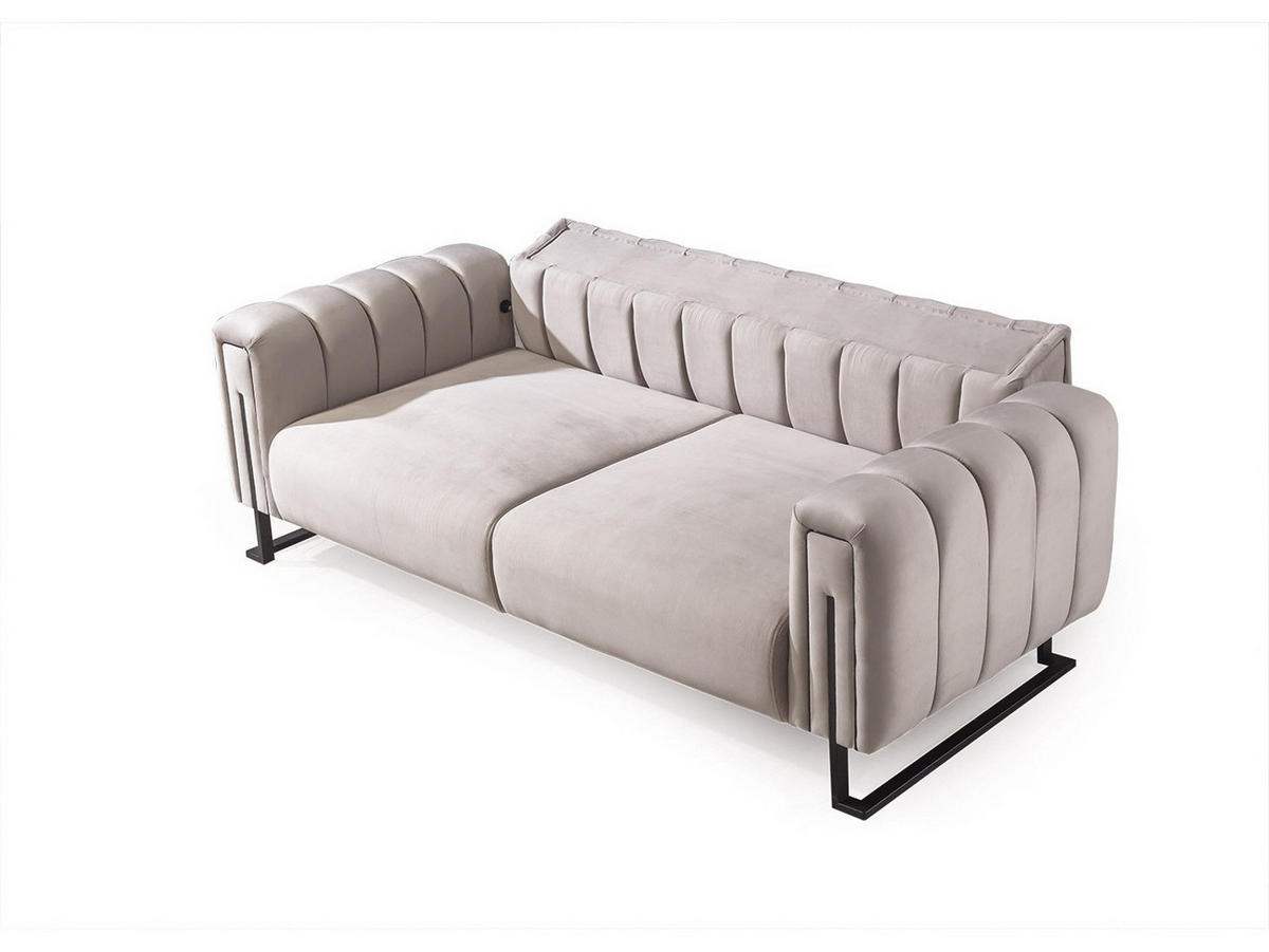 SOFA Bianca 2-Sitzer Samt Creme - Beige, Holz/Textil (195/78/94cm) - Villa Möbel