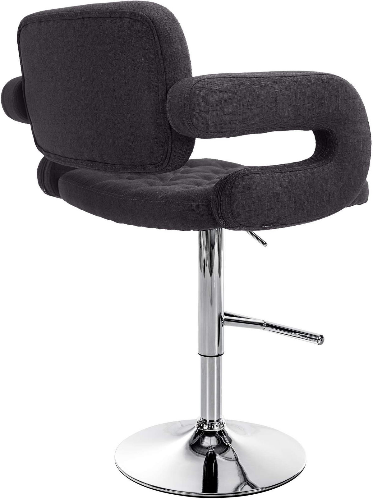 BARHOCKER 2er Set Stoff schwarz - Chromfarben/Schwarz, Textil/Metall (62/103/55cm) - CLP