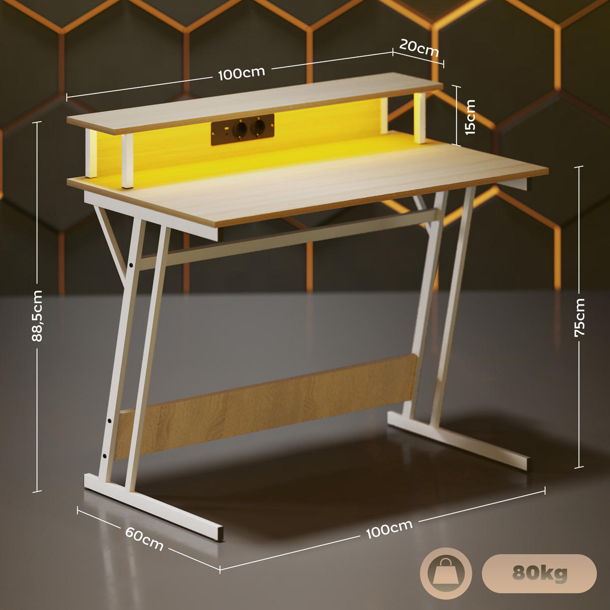 BÜROTISCH Naturholz 1 Stück - Braun, Holzwerkstoff (60/100/88.5cm) - GiPP