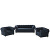 SITZGARNITUR 3+1+1 CHESTERFIELD Elegant Klassisch Schick Stoff Whisper Blau - Blau, Holz (202/77/90cm) - Kaiser Möbel