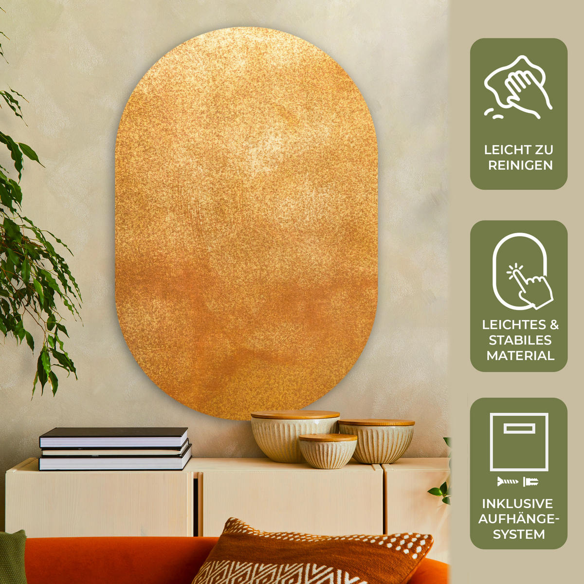 WANDBILD Eisen - Rost - Gold - Metall - Luxus 80x120 cm - Goldfarben, Kunststoff (80/120cm) - MuchoWow