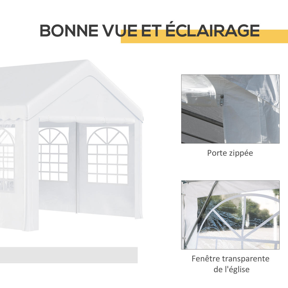 PAVILLON DE-12575 6x4 m mit 8 Fenstern Weiß - Weiß, Kunststoff (400/280/600cm) - ComfortXL