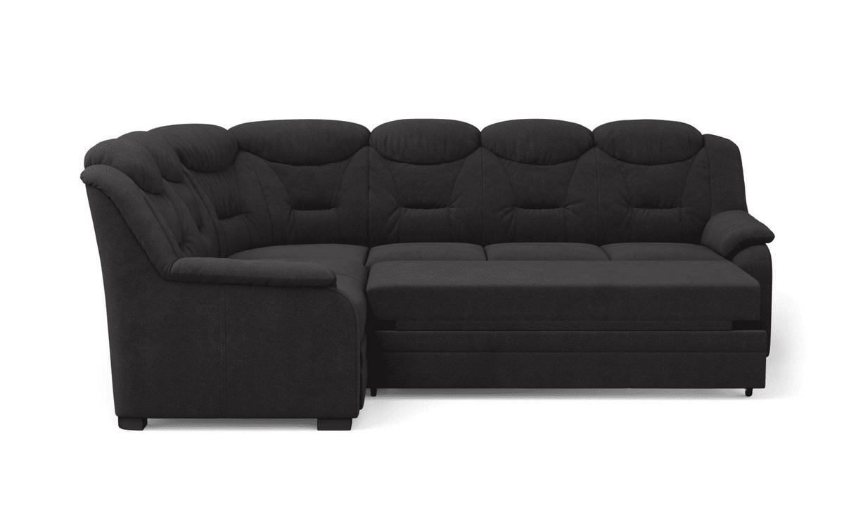 ECKSOFA mit Schlaffunktion und Bettkasten – weiches Chenille-Gewebe - Schwarz Hochglanz/Anthrazit, Holz/Kunststoff (263/211cm) - Cotta