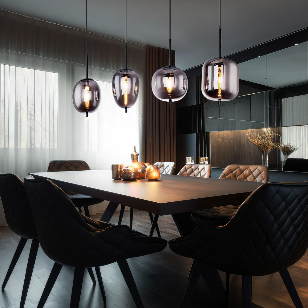 HÄNGELEUCHTE Glas Rauchfarben Grau 4 flammig - Grau, Glas (100/18.5/120cm) - Globo Lighting