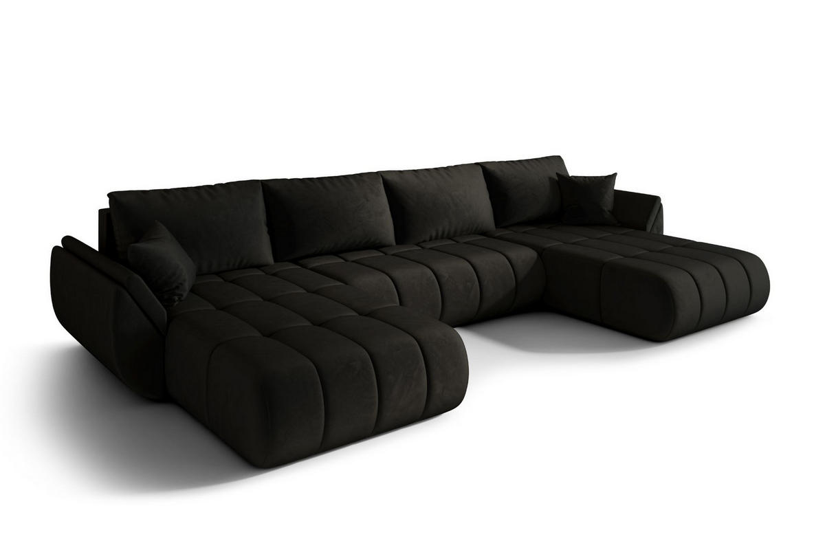 ECKSOFA mit schlaffunktion und bettkasten TOKYO U PREMIUM, stoff MONOLITH, Anthrazit - Anthrazit, Holz (384/190cm) - Kaiser Möbel