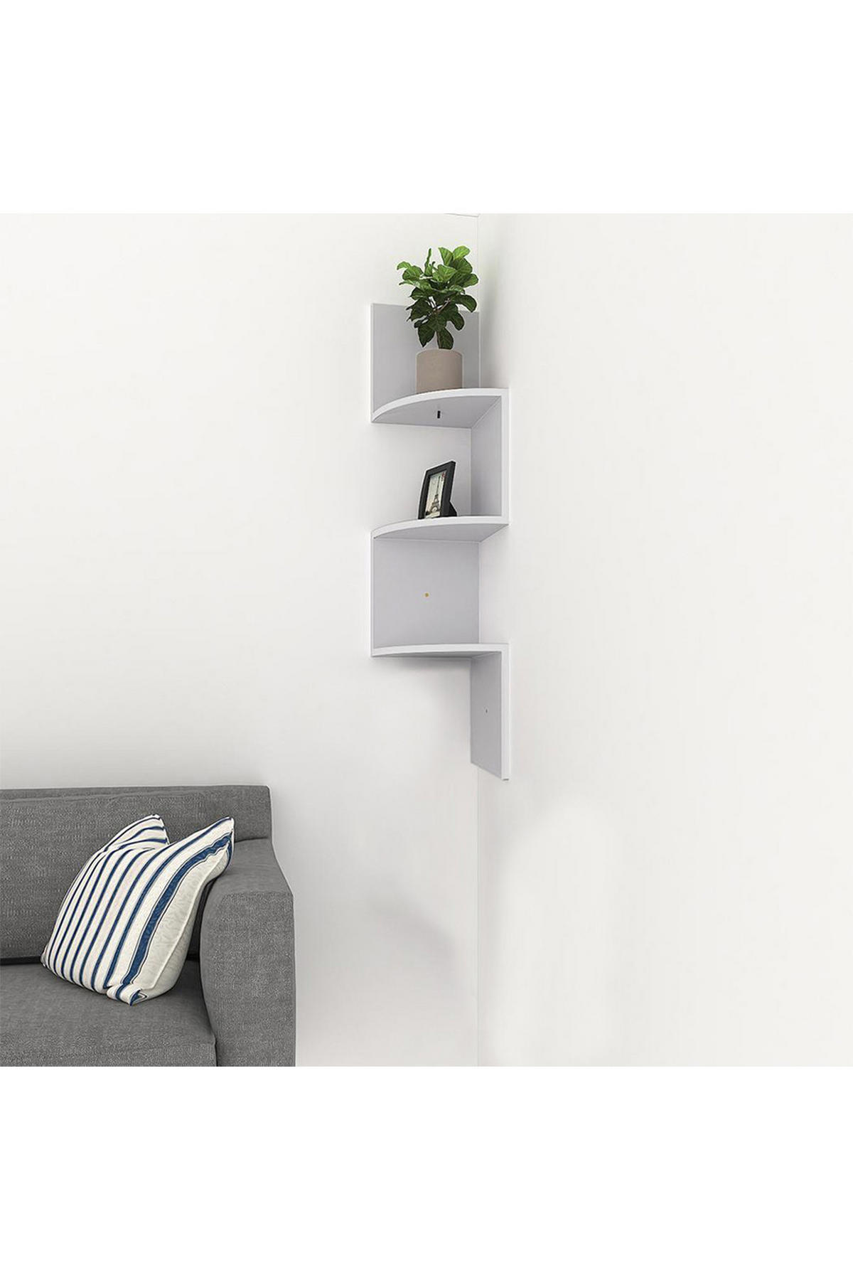 WANDREGAL 3-Stufig Wandmontage aus Holz in Weiß Modernes Design Einfache Montage Praktisch 19,5 x 19,5 x 81 cm - Weiß, Holzwerkstoff (19.5/81/19.5cm) - Livingandhome