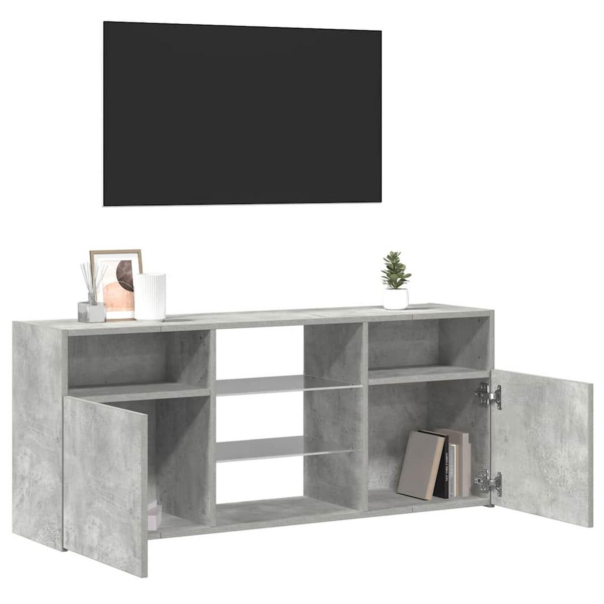 LOWBOARD mit Led-Leuchten 120/30/50 cm aus Holzwerkstoff in Betongrau - Hellgrau, Holz (120/50/30cm) - vidaXL
