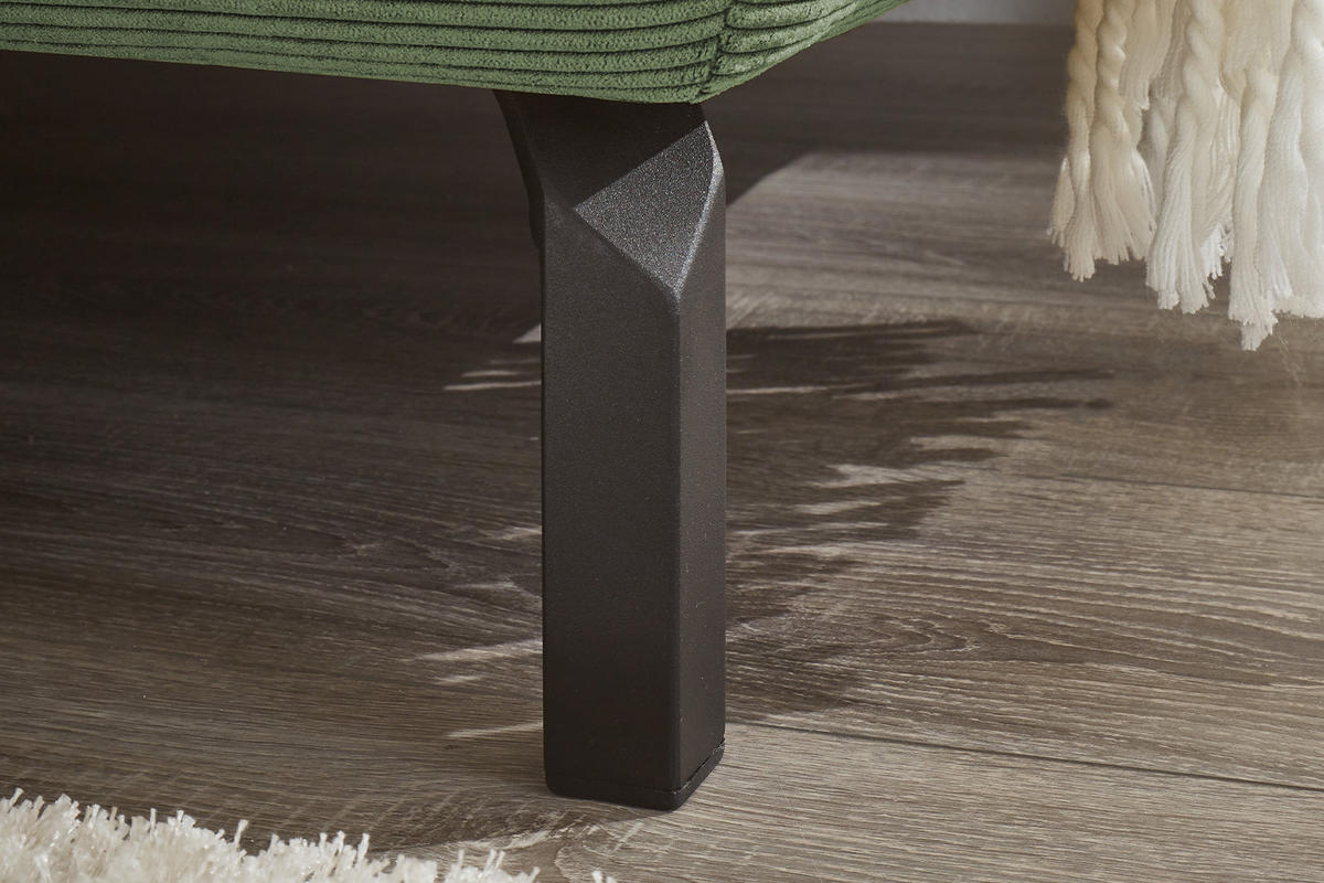 ECKSOFA MIT MOTORISCHEM SITZVORZUG DELIA Grün Cord - Schwarz/Grün, Textil/Metall (276/219cm) - KAWOLA