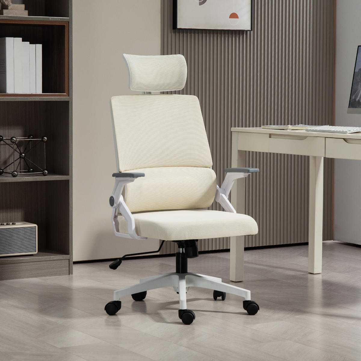 BÜROSTUHL Mesh Beige - Beige/Weiß, Kunststoff/Textil (61/121.5/60cm) - Vinsetto
