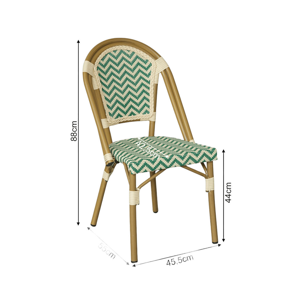 GARTENSTÜHLE Grün Weiß 46/57/85 2er-Set - Grün, Metall (46/85/57cm) - Mobili Rebecca