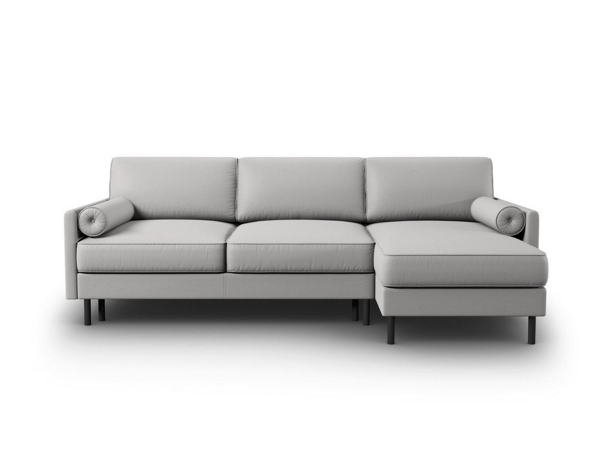 AUSKLAPPBARES-ECKSOFA rechts mit Container Scott aus strukturiertem Stoff hellgrau 5 Sitzplätze - Hellgrau, Textil (142/212cm) - Micadoni