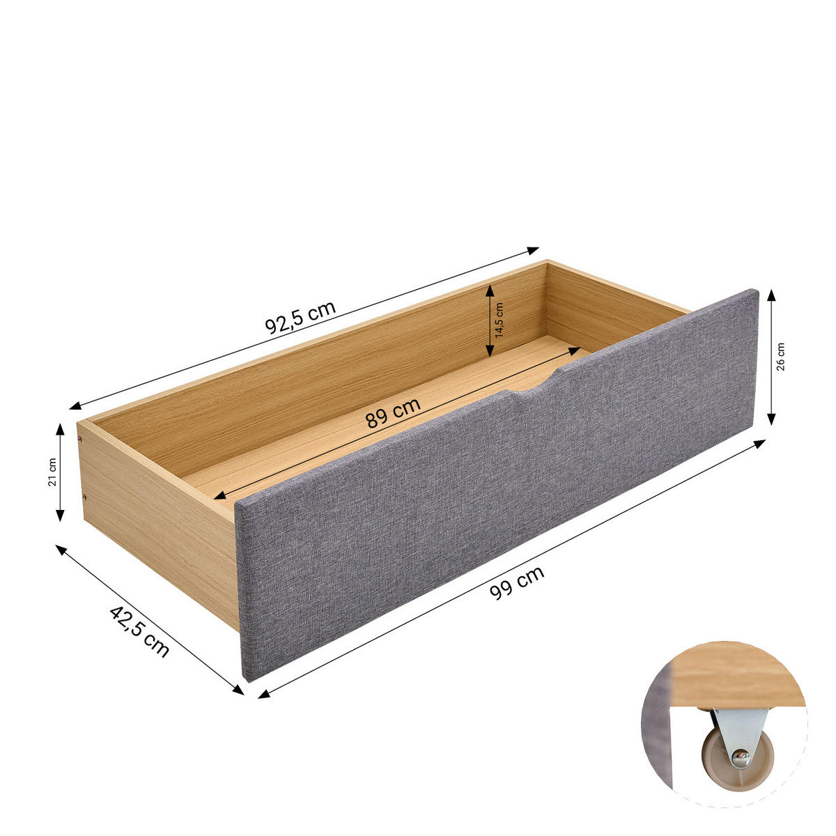 BETTKASTEN 2er Set 99/26/37 cm Grau - Grau, Holzwerkstoff/Textil - Homestyle4u