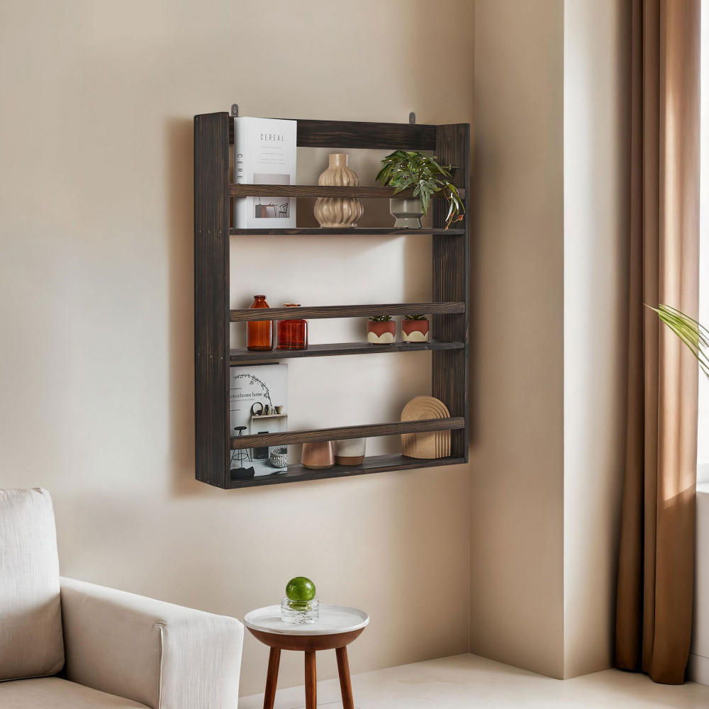 WANDREGAL aus Holz L73cm - Aki - Schwarz - Schwarz, Holz (73/90/14cm) - Drawer