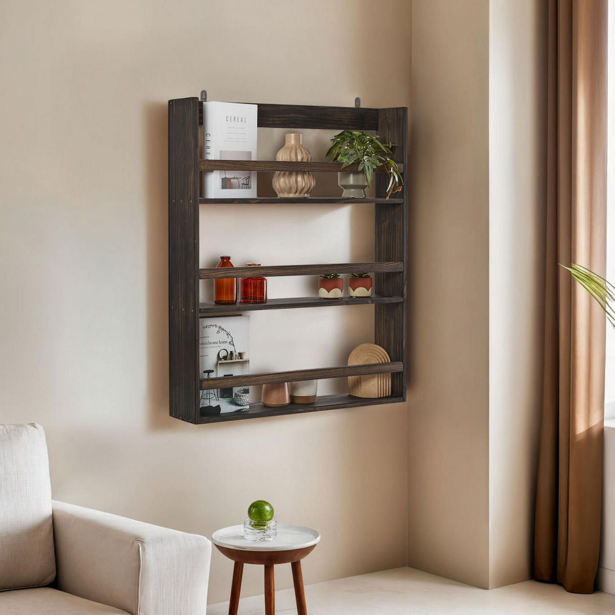 WANDREGAL aus Holz L73cm - Aki - Schwarz - Schwarz, Holz (73/90/14cm) - Drawer