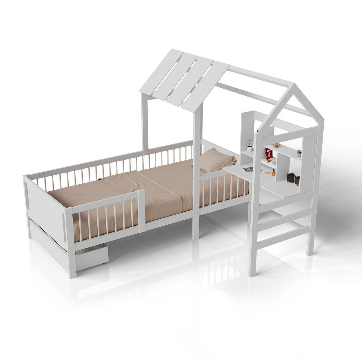 KINDERBETT Yari 90x200 cm Weiß - Weiß, Holz (90/200cm) - Juskys