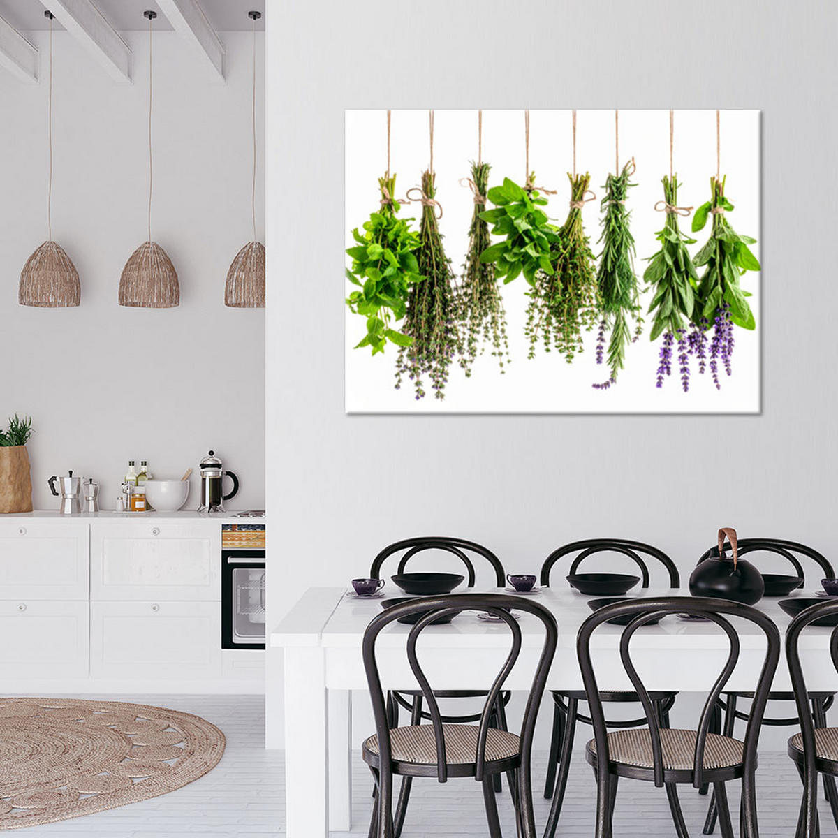 LEINWANDBILD Kräuter Gewürze Pflanzen 120x80cm - Grün, Textil (120/80cm) - Feeby