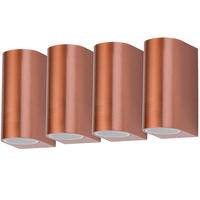 LED AUSSEN-WANDLEUCHTE Kupfer Aluminium 4er Set - Kupferfarben, Metall (6.5/14.5/9.4cm)