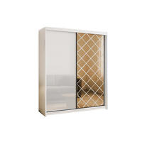 KLEIDERSCHRANK Karo 203 Weiß, zweitüriger Schiebeschrank mit Spiegel - Weiß, Holzwerkstoff (203/216/62cm) - Bettso