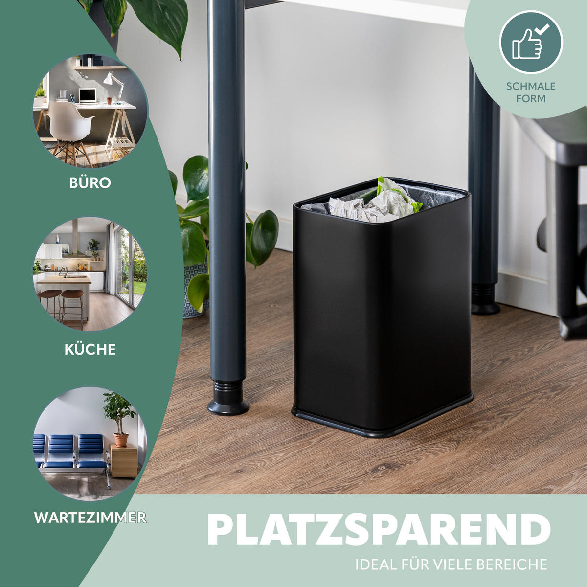 PAPIERKORB Vol. 13 L, offen schwarz - Schwarz, Metall (29/36.5/23cm) - bremermann