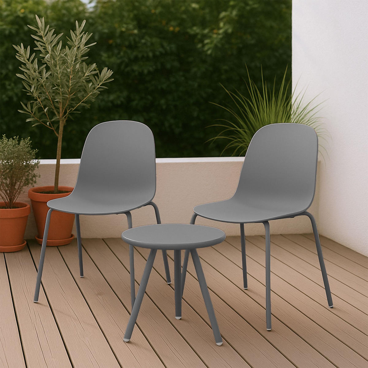 GARTENSITZGRUPPE Kunststoff Dunkelgrau - Dunkelgrau, Kunststoff - CLP