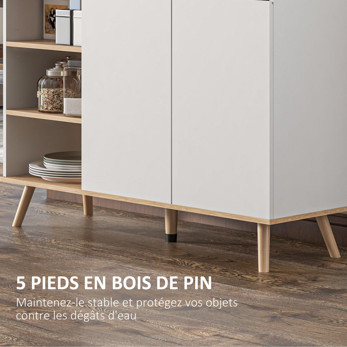 SIDEBOARD Weiß und Naturfarben, 119/40/102 cm - Weiß, Holz (119/102/40cm) - PANGIVO
