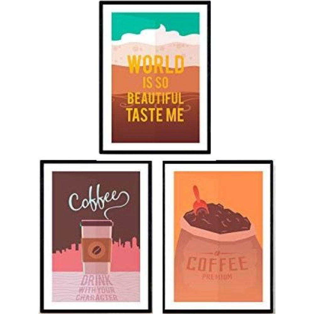 POSTER Set Mit 3 Kaffee Blätter Retro 1 A4 Rahmenlos - Klar, Papier (29.7/5/21cm) - Nacnic